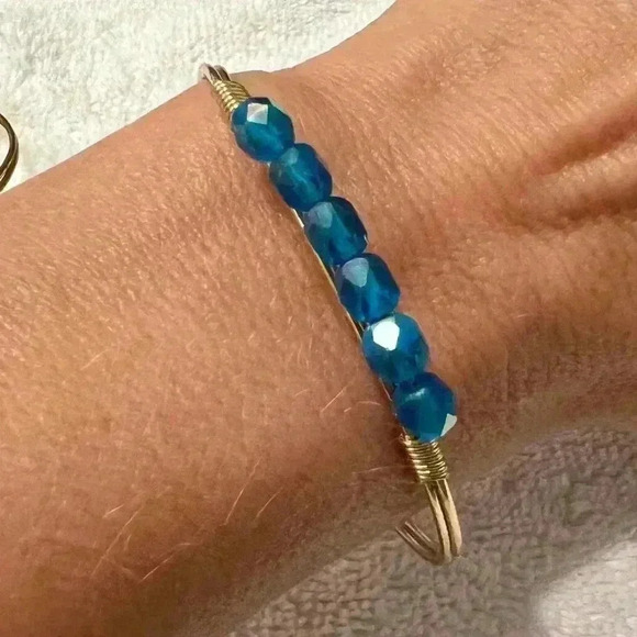 Luca & Danni Blue Beaded Bracelet Bangle Hook Clasp- Slight bend near clasp - Picture 5 of 9
